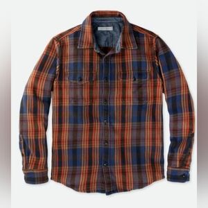 Outerknown NWT Men’s Blanket Shirt Flannel Organic Cotton Ocean Haze plaid small